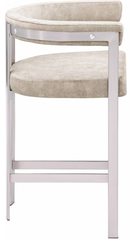 Meridian Furniture Marcello Beige/Brushed Chrome Counter Stool-3