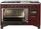 Ilve® Majestic III 48" Burgundy Pro Style Dual Fuel Liquid Propane Range with Triple Glass Door and Burnished Trim-3