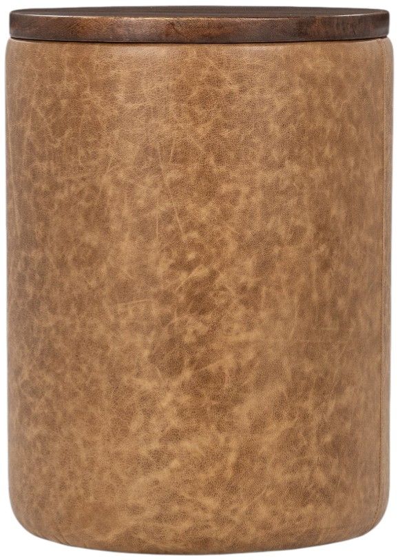 Classic Home Andra Sedona Brown Leather Round Accent Table-2
