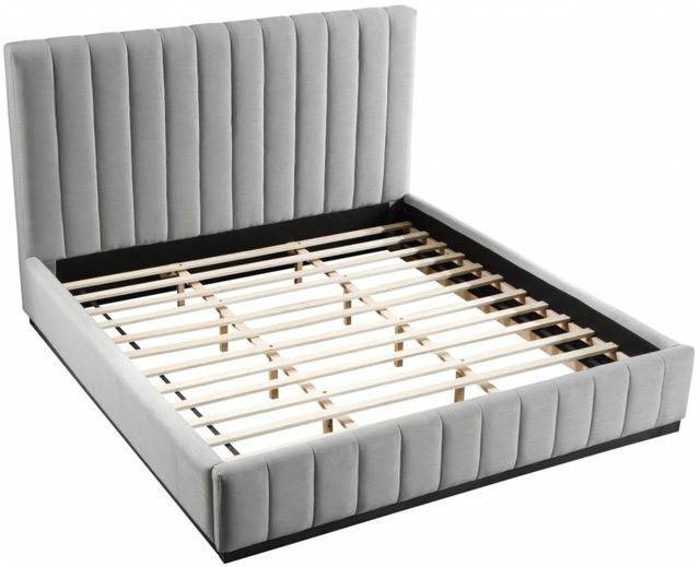 Meridian Furniture Lucia Gray Linen Textured King Panel Bed-3