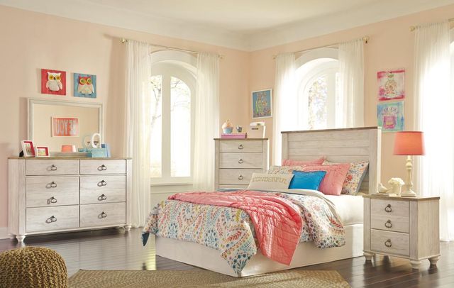 Signature Design by Ashley® Willowton 3-Piece Whitewash Full Bedroom Set-4