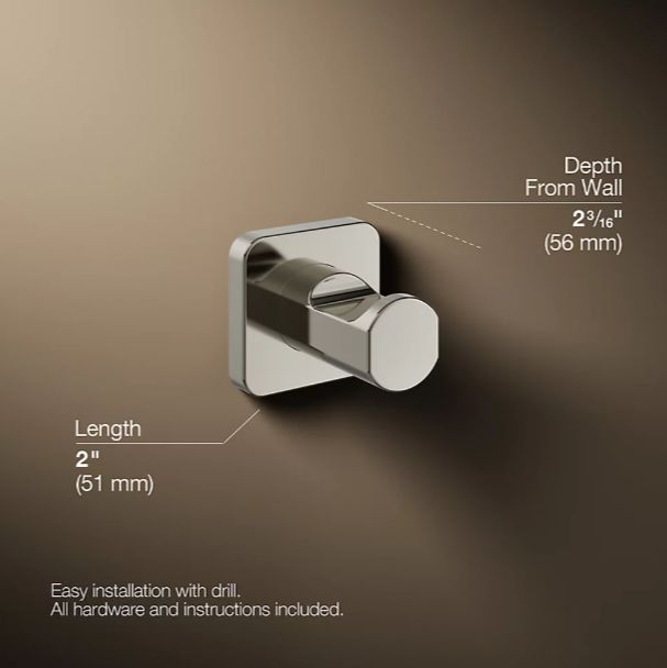 KOHLER® Parallel® Vibrant Polished Nickel Robe hook-2