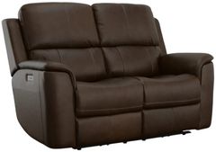 Flexsteel® Henry Dark Brown Power Reclining Loveseat with Power Headrests and Lumbar