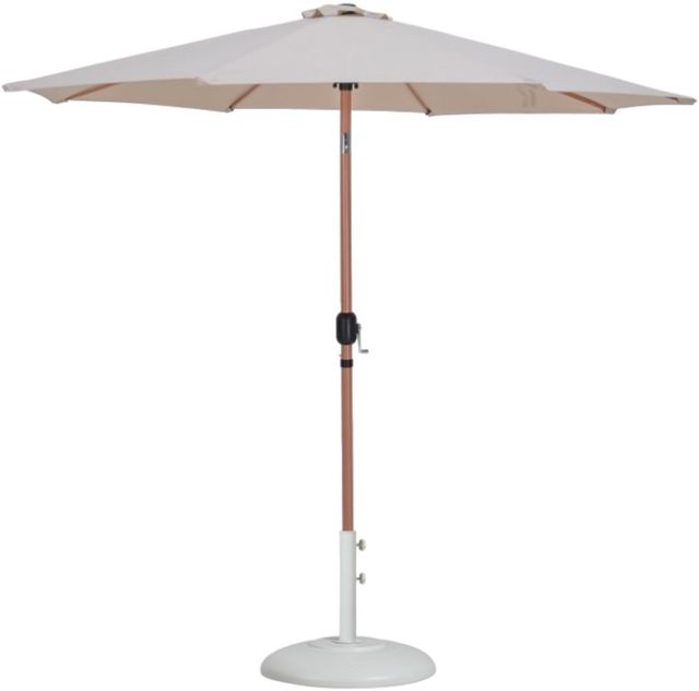 Meridian Furniture Fiji Beige/White Aluminum Outdoor Patio Umbrella and Round Base-0