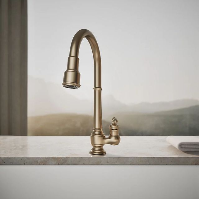 KOHLER® Artifacts® Vibrant Brushed Bronze 9" Kitchen Sink Faucet with Three-Function Spray-4