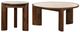LH Home Remix Round Brown Wooden Side Table with Travertine Top-5