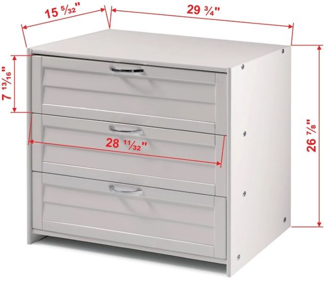 Donco Kids Louver White Youth 3-Drawer Chest-2