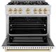 ZLINE Select Autograph Edition 36" Stainless Steel Pro Style Dual Fuel Range with White Matte Door and Polished Gold Accents-1