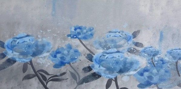 StyleCraft Peonies Field Blue/Gray Wall Art-1
