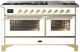 Ilve® Majestic III 60" White Pro Style Dual Fuel Natural Gas Range with Triple Glass Door and Brass Trim-0