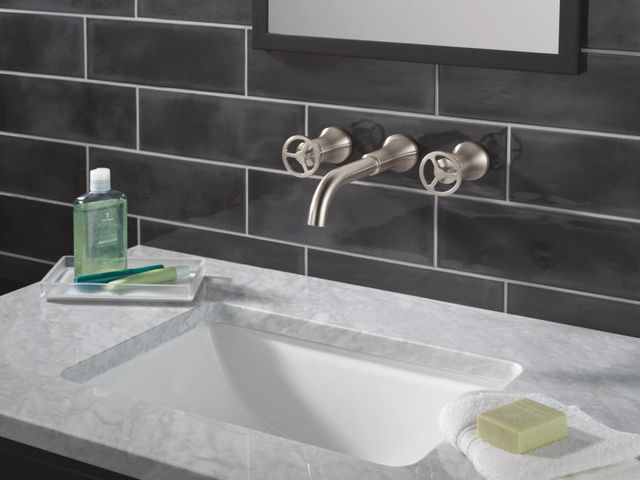 Delta Trinsic® Stainless Wall Mount Bathroom Faucet-2