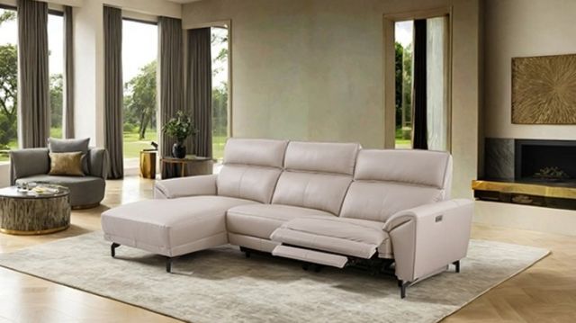 Furniture of America® Theola Off-White Power Reclining Sectional with Left Chaise-1