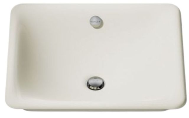 Kohler Iron Plains® Biscuit 18.5" Rectangular Vessel Bathroom Sink-4