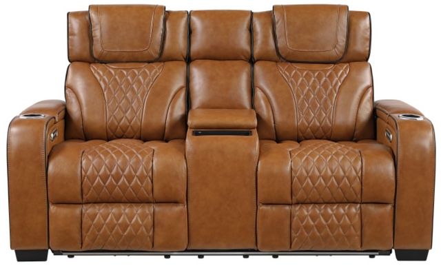 Homelegance® Apex Brown Double Power Reclining Console Loveseat-2