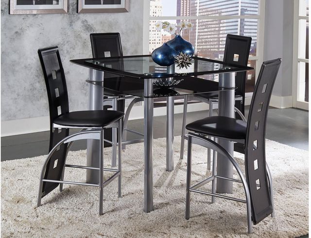 Homelegance® Sona Black Glass Counter Height Table with Silver Metal Legs-2