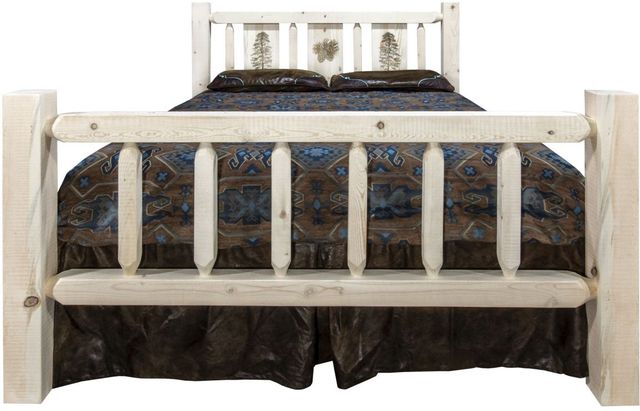 Montana Woodworks® Homestead Clear Lacquer Full  Bed with Laser Engraved Pine Tree Design-1