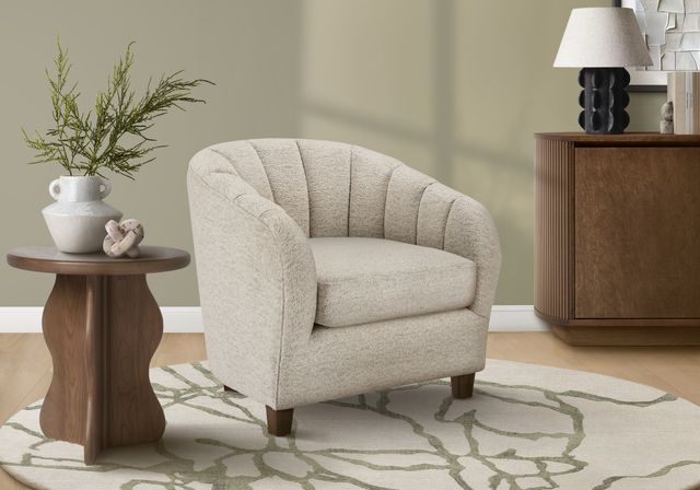 Monarch Specialties Inc. Cream 31" Curved Barrel-Back Accent Chair with Wood Legs-1