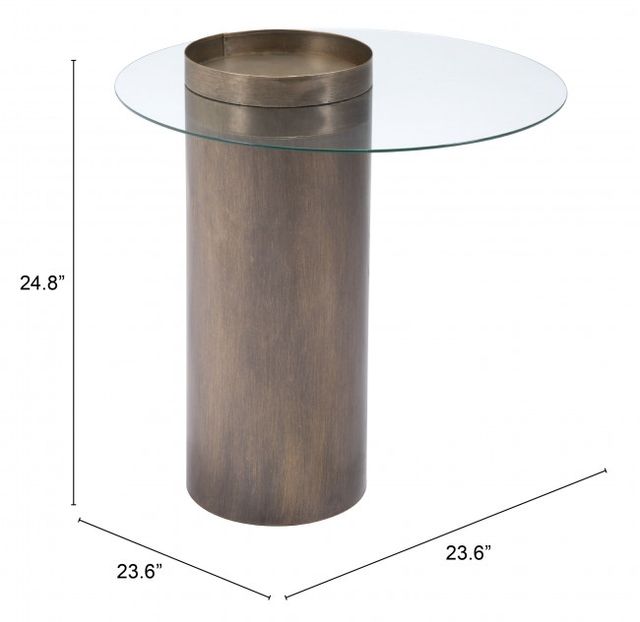 Zuo® Emi Glass Top End Table with Antique Gold Base-2
