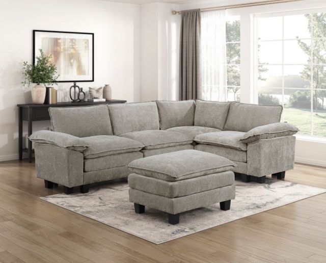 Homelegance® Dublin 5-Piece Dark Pewter Modular Sectional with Ottoman-1