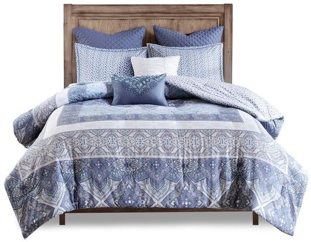 Olliix by Urban Habitat 7 Piece Blue Full/Queen Maggie Reversible Cotton Duvet Cover Set-0