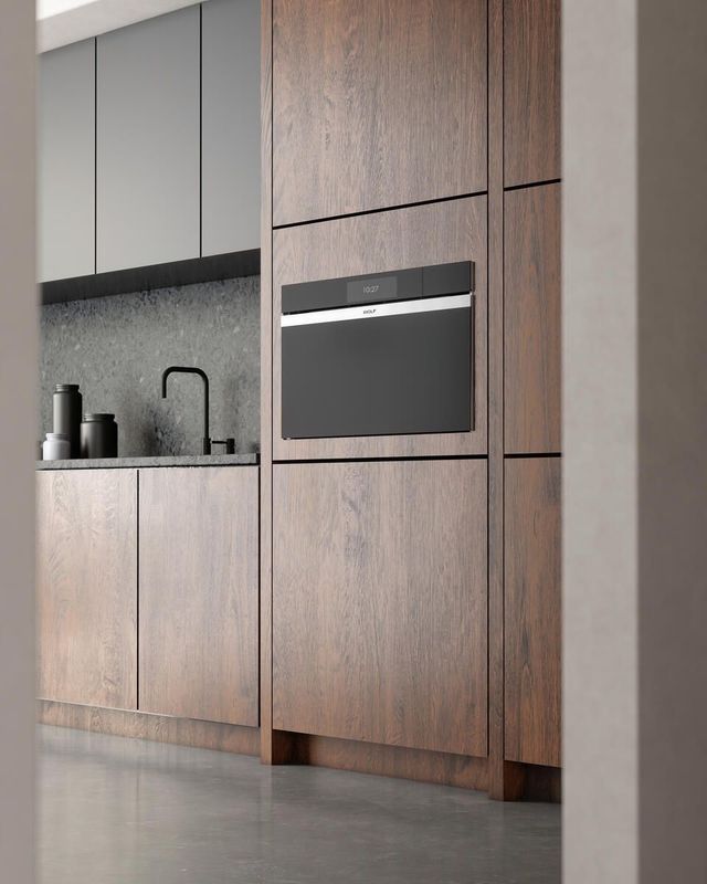 Wolf® M Series Contemporary 30" Black Single Electric Wall Oven-3