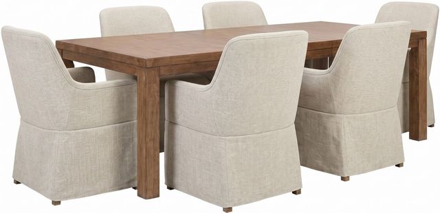 Liberty Furniture Shaker Lakes 7-Piece Harvest Brown/Taupe Rectangular Table Set-0
