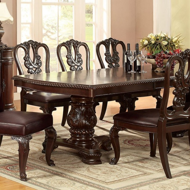 Furniture of America® Bellagio Brown Cherry Dining Table with 2 Leaves-3