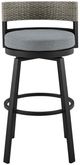 Armen Living Encinitas 2-Piece Black/Dark Gray Aluminum/Rattan Outdoor Counter Stool Set-2