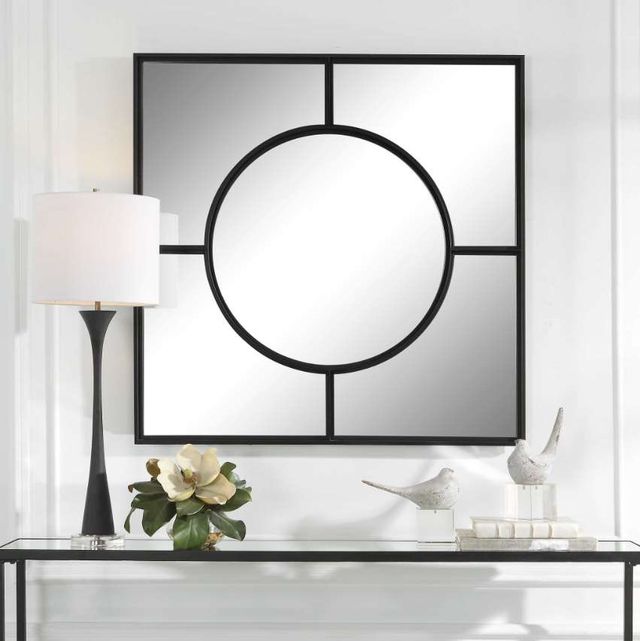 Uttermost® Spurgeon Satin Black Window Mirror-1