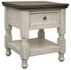 International Furniture Direct Stone Ivory Antiqued End Table with Weathered Gray Top-0
