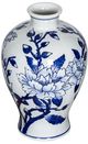 A & B Home Blue/White Magnolia Pattern Accent Vase-1