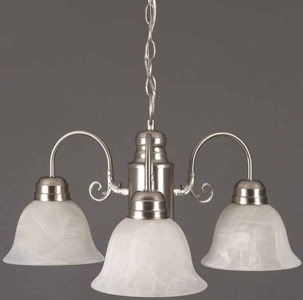 YHD Manzanita Satin Nickel/White 3-Light Chandelier-2
