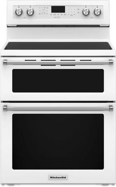 KitchenAid® 30" White Freestanding Electric Double Oven Range