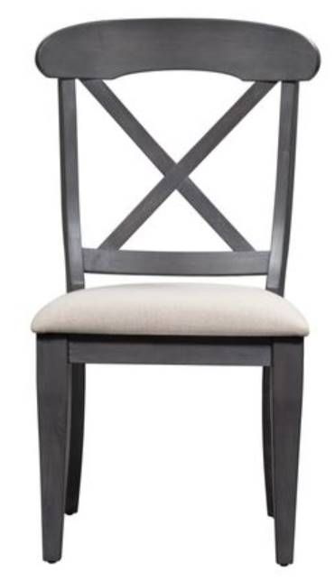 Liberty Furniture Ocean Isle Slate/Weathered Pine Upholstered X Back Side Chair-1