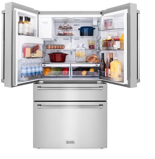 ZLINE 36" 21.6 Fingerprint Resistant Stainless Steel Counter Depth French Door Refrigerator -3