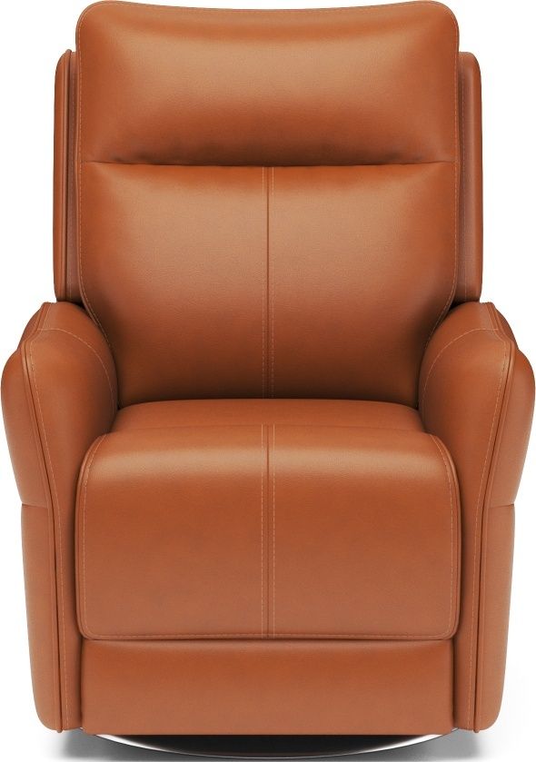 Flexsteel® Spin Dark Orange Swivel Power Recliner with Power Headrest and Lumbar-1