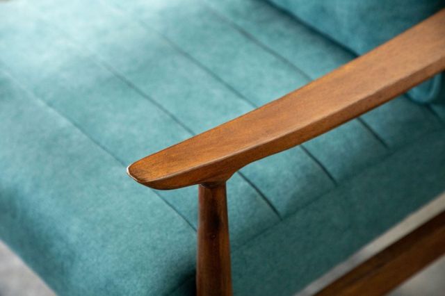 Coaster® Teal and Walnut Wooden Arm Accent Chair-2