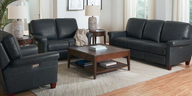 Bassett® Furniture Dixon Cobalt Leather Wallsaver Power Recliner-2