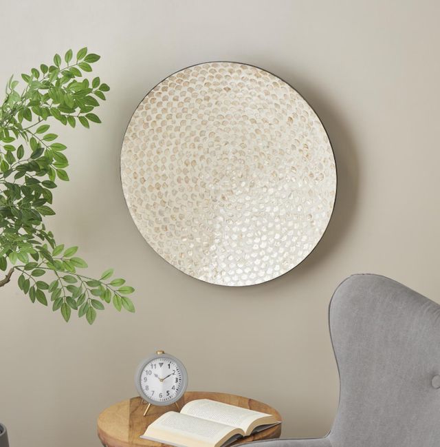 Deco Marche Cream Geometric Round Disc Wall Decor-3
