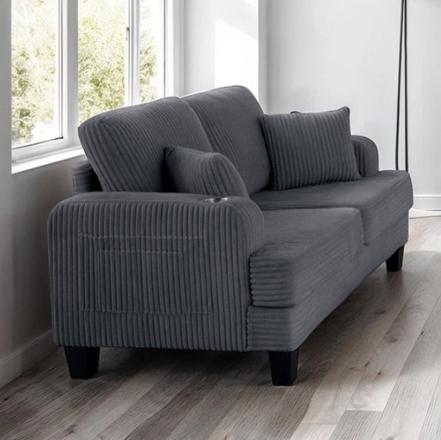 Furniture of America® Moretaine Dark Gray Loveseat-1