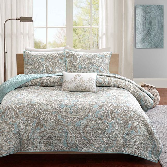 Olliix by Madison Park Pure Ronan 4 Piece Blue King/California King Coverlet Set-1