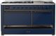 Ilve® Majestic III 60" Midnight Blue Pro Style Dual Fuel Natural Gas Range with Solid Door and Burnished Trim-1