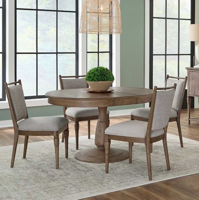 Liberty Furniture Hickory Grove 5-Piece Elliston Oatmeal/Heirloom Brown Optional Pedestal Table Set-1