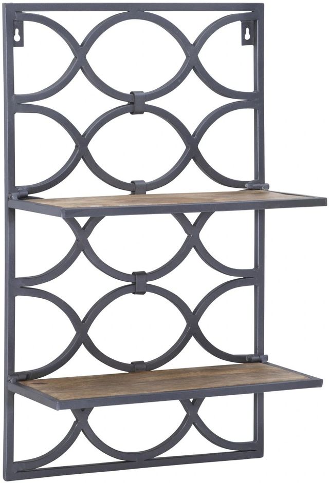 Powell® Wesson Antique Nickel/Natural Wall Shelves-0