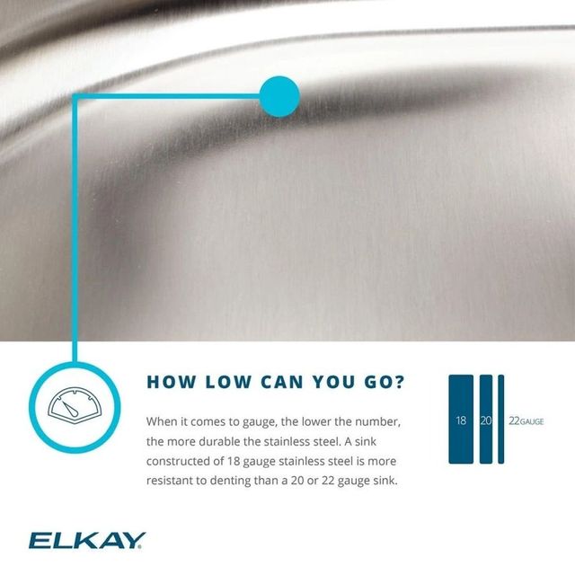 Elkay Lustertone® Classic Lustrous Satin 22" x 19-1/2" Single Bowl Drop-in Sink-2