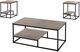 Monarch Specialties Inc. 3 Piece Dark Taupe with Black Metal Table Set-0