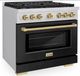 ZLINE Autograph Edition Paramount 36" Stainless Steel Pro Style Dual Fuel Range with Black Matte Door and Champagne Bronze Accents-2