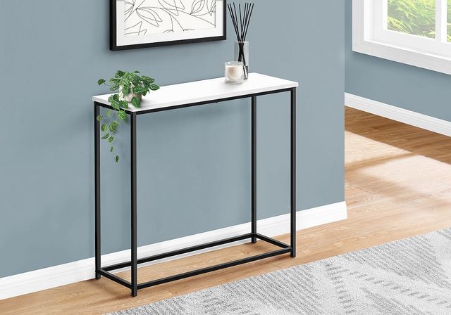 Monarch Specialties Inc. 32"L White Console Table with Black Metal Frame-2