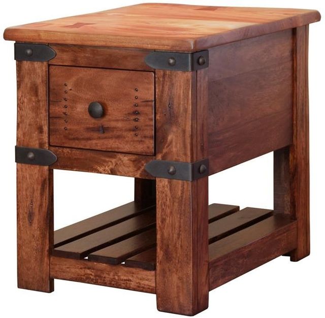 International Furniture Direct Parota Brown Chairside Table-2