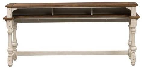 Liberty Furniture Morgan Creek Tobacco Console Bar Table with Antique White Base